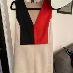Zara red black tan suede dress small NWT